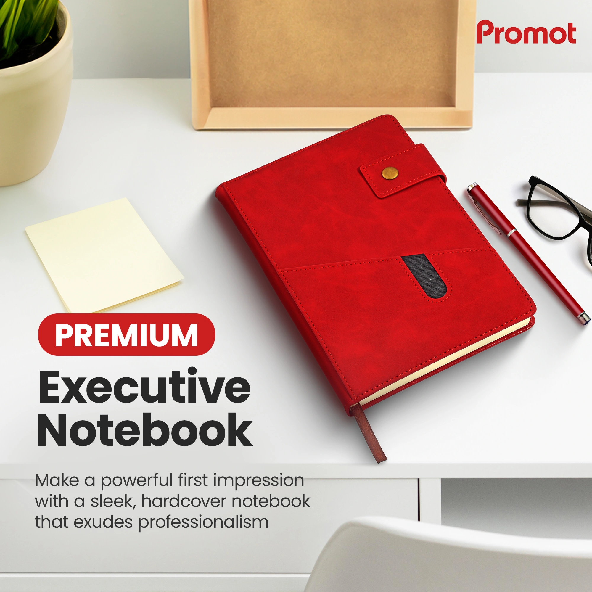 Notebook with Pocket and Pen - Red hover